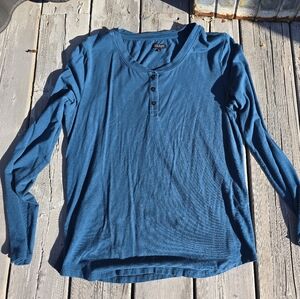 Stylish Teal Long Sleeve Henley Top